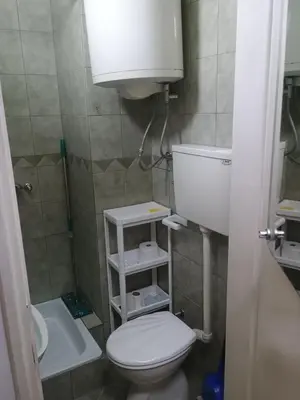 a small bathroom with a toilet and a sink at River Sava apartman in Belgrade