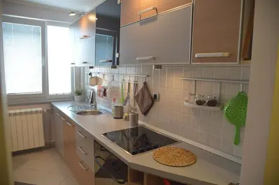a kitchen with a sink and a counter top at Apartment Danica in Belgrade