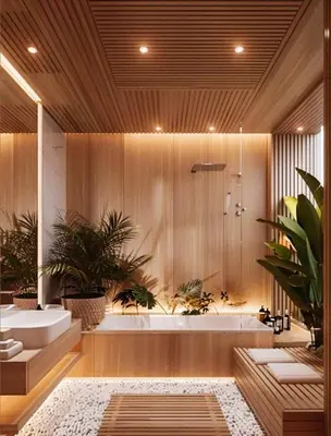 a bathroom with a tub and a shower with plants at Capo Zen