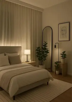 a bedroom with a large bed and a mirror at Capo Zen