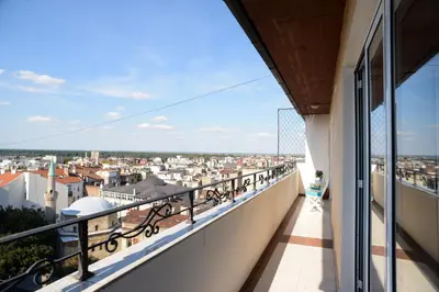 a balcony with a view of a city at Apartments Belvedere in Belgrade