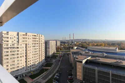 a view of a city with buildings and a street at New Belgrade Apartment Lavina, parking 5 evra dan in Belgrade