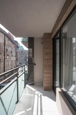 a view from the balcony of a building at Apartments Villa Savamala in Belgrade
