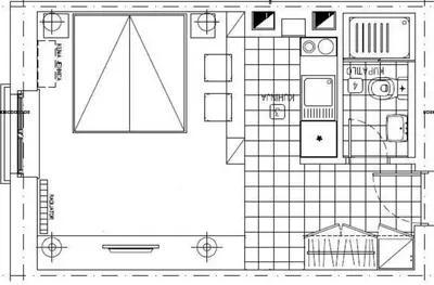 a black and white floor plan of a house at Downtown Belgrade Apartments - CHERRY in Belgrade