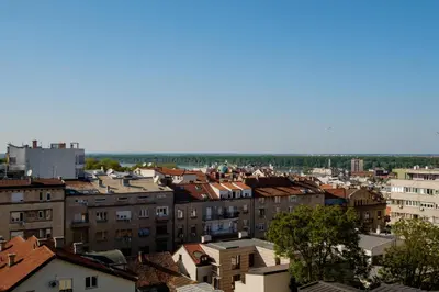 a view of a city with buildings at Apartment 14 in Belgrade