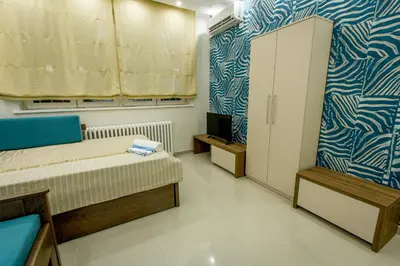 a bedroom with a bed and a tv in it at Apartments Jevremova in Belgrade