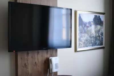 a flat screen tv hanging on a wall at B&B Villa Panuka in Pančevo