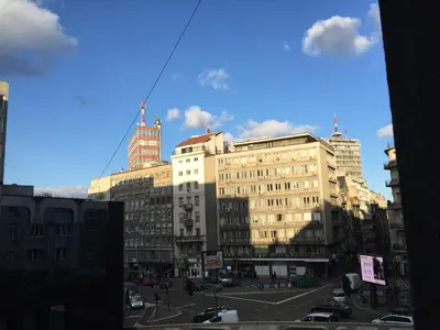 a view of a city street with buildings at Aria Royal Nusic apartment in Belgrade