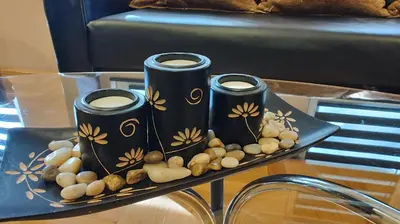 a table topped with a tray with two cups on top at Apartment StefanA in Belgrade