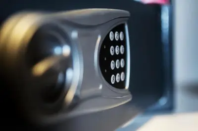 a close up of a black microwave with a dial at NV Luxury Suites & Spa in Belgrade