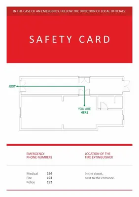 a diagram of a safety card in the case of an emergency follow the direction at Blue Box Apartment in Belgrade