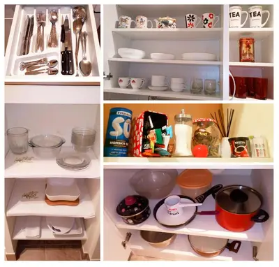 three pictures of an open refrigerator with food at Belgrade Apartment Happy Garden in Belgrade