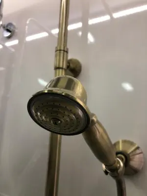 a shower head in a shower stall at Apartment Auer_Belgrade in Belgrade