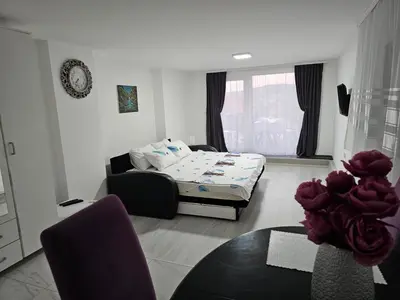 a living room with a bed and a table at Studio Dana in Arandjelovac