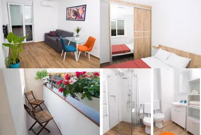 a collage of three pictures of a room at Apartment Koral in Ruma
