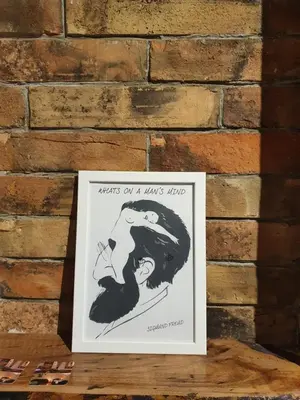 a drawing of a man and a woman on a wall at Aerport - Natura Apartment in Belgrade