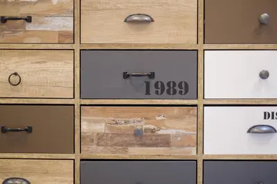 a wall of drawers with numbers on them at Lella Apartment 2 - duplex - epicenter of Belgrade in Belgrade