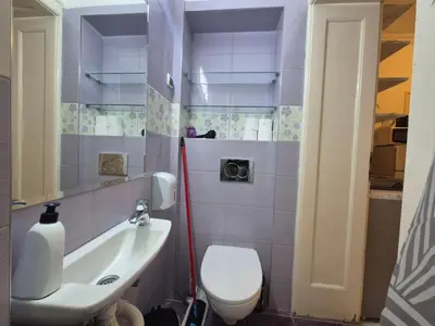 a bathroom with a toilet and a sink at Dositej 5 Apartment in Belgrade