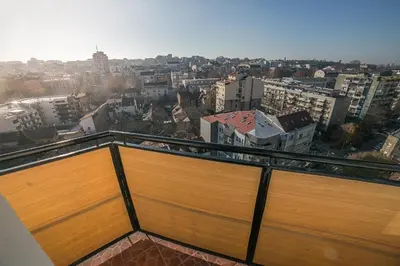 a view of a city from the balcony of a building at City Panorama in Belgrade