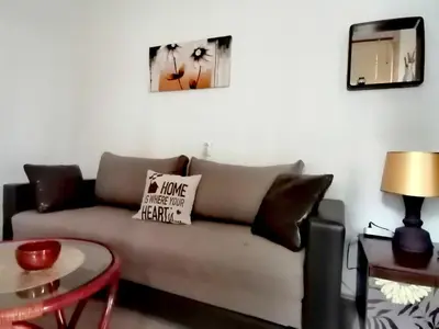 a living room with a couch and a table at Jelena Apartment in Belgrade