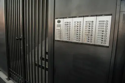 a close up of a metal wall with a control panel at Apartment Ada in Belgrade