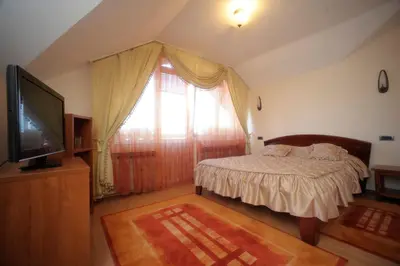 a bedroom with a bed and a tv and a window at Accommodation Tara in Belgrade