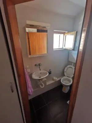 a small bathroom with a toilet and a sink at Marmelo Loft in Belgrade