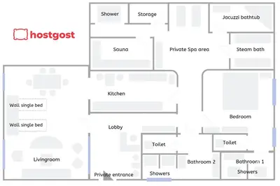 a block diagram of a building at HostGost Selected Suites - BAMS, Private Spa included in Belgrade