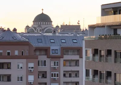a view of buildings and a domed building at Diva Lux Apartman in Belgrade