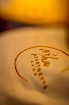 a close up of a plate with a stain on it at Miha Luxury Apartment in Belgrade