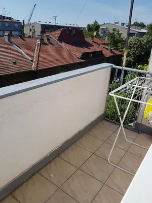 a metal object sitting on the balcony of a building at Apartment Centar Deluxe in Smederevo