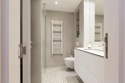 a bathroom with a toilet and a sink at Belgrade Center Apartment II in Belgrade