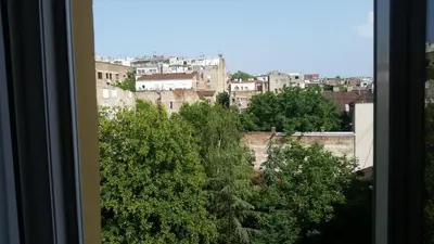 a view of a city from a window at Apartment Resavska in Belgrade