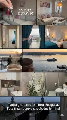 a collage of photos of a hotel room at Prenočište Dunav in Novi Banovci