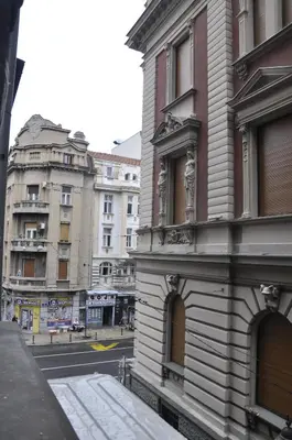 a group of buildings on a city street at Urban Studio in city center in Belgrade