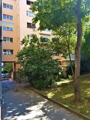 an empty street in front of a building at Asya Studio in Belgrade
