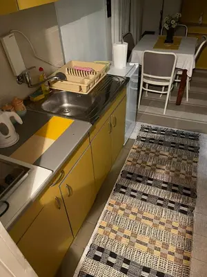 a kitchen with a sink and a counter top at Apartments Forest in Belgrade