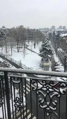a view of a park with snow on the ground at LION NEST in Belgrade