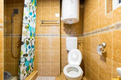 a bathroom with a toilet and a shower at Belgrade Center Apartment V in Belgrade