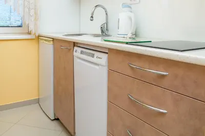 a kitchen with a sink and a dishwasher at SAN 011 in Belgrade