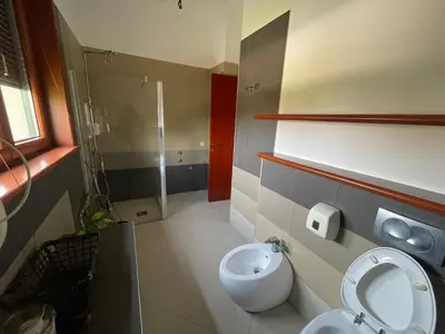 a bathroom with a toilet and a sink and a shower at The Belgrade Hills Rooms and Suites in Belgrade