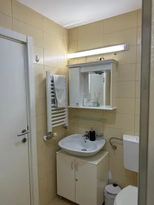 a bathroom with a sink and a toilet at Barbara in Belgrade