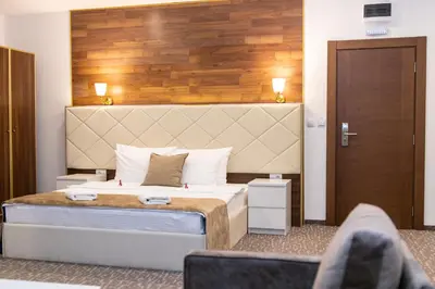 a hotel room with a bed and a chair at Luxury Rooms Skadarlija in Belgrade