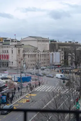 a view of a city with buildings and a street at Sweet House Trg in Belgrade