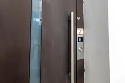 a close up of an elevator door at KLARA VRACAR 90 m2, dve i po spavace sobe in Belgrade
