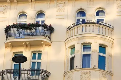 two balconies on the side of a building at Dominic Smart & Luxury Suites - Terazije in Belgrade