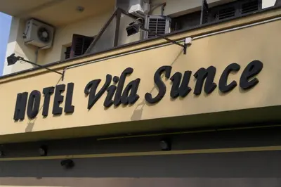 a sign on the side of a hotel villa shine at Hotel Vila Sunce in Stara Pazova
