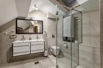 a bathroom with a sink and a shower at ONE Apartment in Belgrade