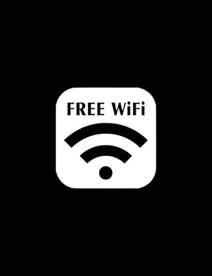 a white sign with a wifi symbol on a black background at The Duke Apartment in Belgrade