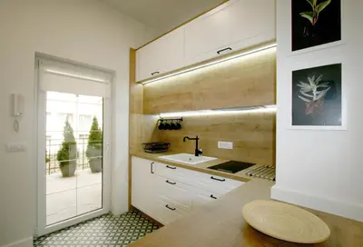 a kitchen with a sink and a counter top at Downtown Apartment in Belgrade